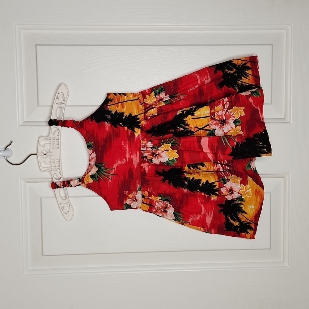 Pacific Legend Apparel Red Hawaiian Print Dress Size 1-2
